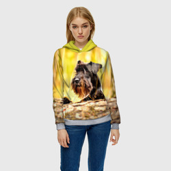 Женская толстовка 3D Шнауцер в лесу - фото 2