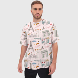 Мужская футболка oversize 3D Париж я тебя люблю - фото 2