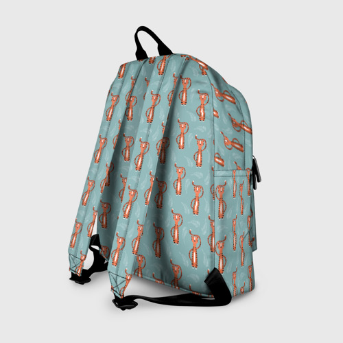 Рюкзак 3D с принтом Тигр на голубом фоне, вид сзади #1
