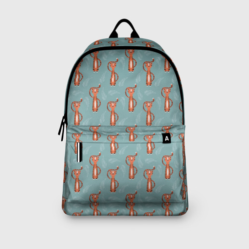 Рюкзак 3D с принтом Тигр на голубом фоне, вид сбоку #3