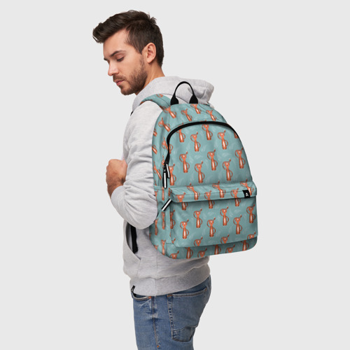 Рюкзак 3D с принтом Тигр на голубом фоне, фото на моделе #1