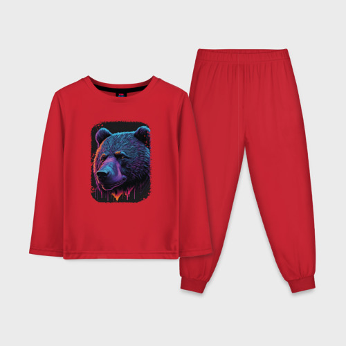 Детская пижама с лонгсливом хлопок с принтом Bear's Wilderness, вид спереди #2
