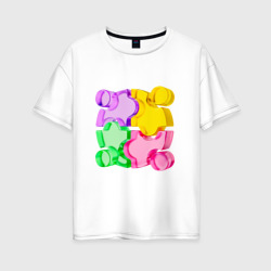 Женская футболка хлопок Oversize 3D пазл