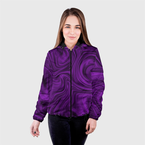 Женская куртка 3D с принтом Фиолетовая абстракция размытие, фото на моделе #1