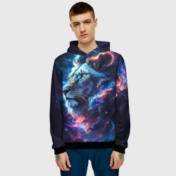 Мужская толстовка 3D Лев космос - фото 2