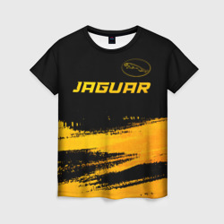 Женская футболка 3D Jaguar - gold gradient: символ сверху