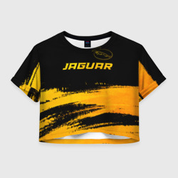 Женская футболка Crop-top 3D Jaguar - gold gradient: символ сверху