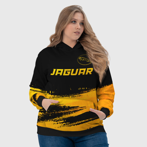 Женская толстовка 3D Jaguar - gold gradient: символ сверху, цвет 3D печать - фото 6