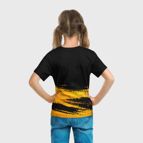 Детская футболка 3D с принтом Jaguar - gold gradient: символ сверху, вид сзади #2