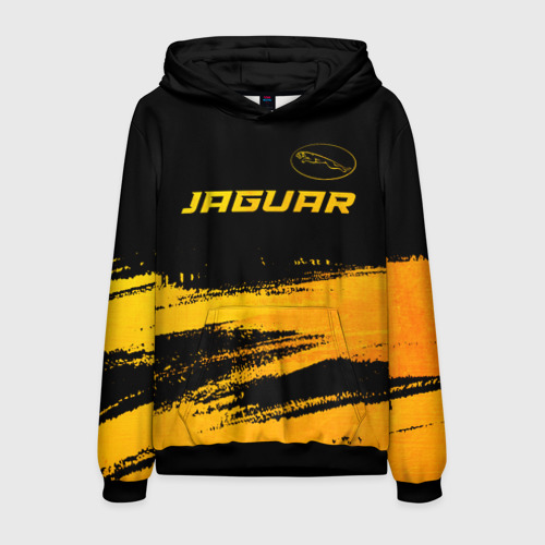 Мужская толстовка 3D Jaguar - gold gradient: символ сверху, цвет черный