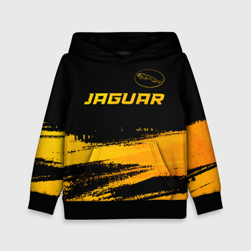 Детская толстовка 3D Jaguar - gold gradient: символ сверху, цвет черный