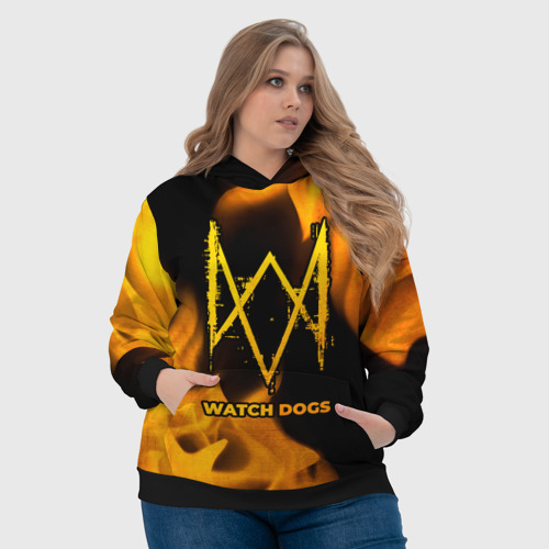 Женская толстовка 3D Watch Dogs - gold gradient, цвет 3D печать - фото 6