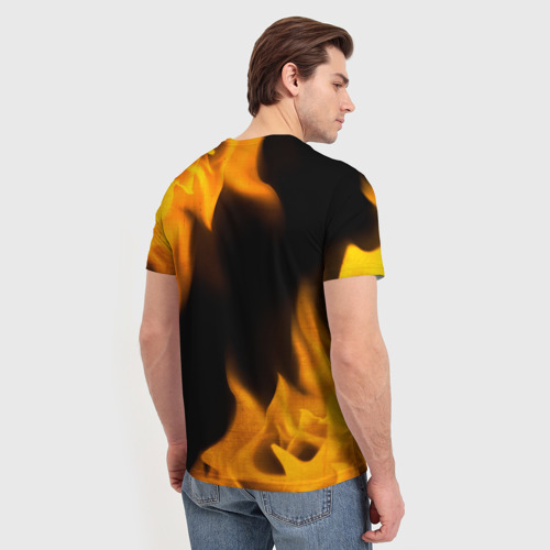 Мужская футболка 3D с принтом Watch Dogs - gold gradient, вид сзади #2