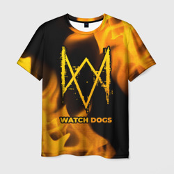 Мужская футболка 3D Watch Dogs - gold gradient