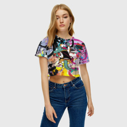 Женская футболка Crop-top 3D Крокодил рисует граффити - поп-арт - фото 2