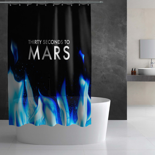 Штора 3D для ванной Thirty Seconds to Mars blue fire - фото 2