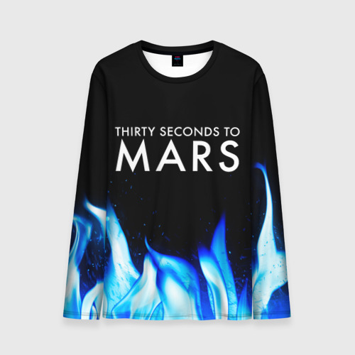 Мужской лонгслив 3D Thirty Seconds to Mars blue fire, цвет 3D печать