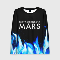 Женский лонгслив 3D Thirty Seconds to Mars blue fire