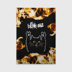 Обложка для автодокументов Blink 182 рок кот и огонь