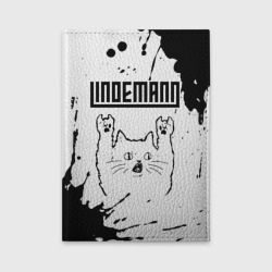 Обложка для автодокументов Lindemann рок кот на светлом фоне