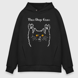 Мужское худи Oversize хлопок Three Days Grace rock cat