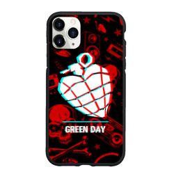 Чехол для iPhone 11 Pro Max матовый Green Day rock glitch