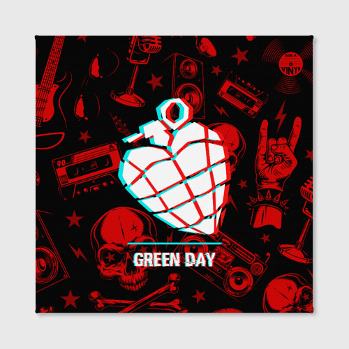 Холст квадратный Green Day rock glitch, цвет 3D печать - фото 2