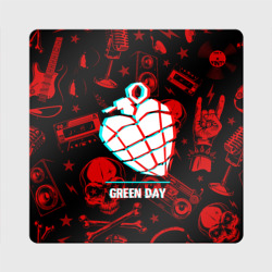 Магнит виниловый Квадрат Green Day rock glitch