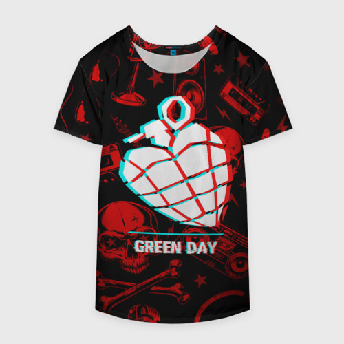 Накидка на куртку 3D Green Day rock glitch, цвет 3D печать - фото 4