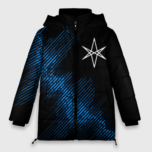 Женская зимняя куртка 3D с принтом Bring Me the Horizon звуковая волна, вид спереди #2