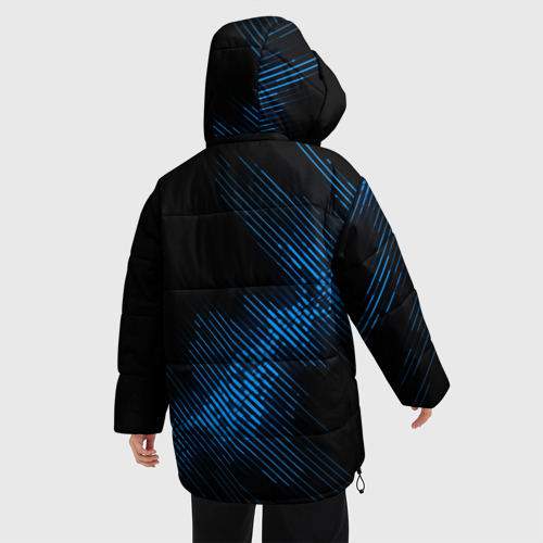 Женская зимняя куртка 3D с принтом Bring Me the Horizon звуковая волна, вид сзади #2