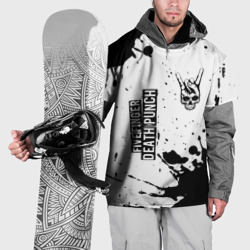 Накидка на куртку 3D Five Finger Death Punch и рок символ на светлом фоне
