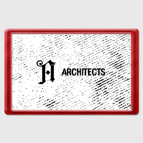 Магнит 45*70 Architects glitch на светлом фоне: надпись и символ, цвет красный