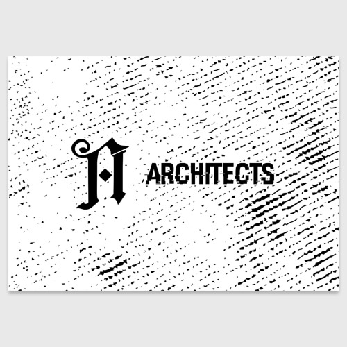 Поздравительная открытка Architects glitch на светлом фоне: надпись и символ, цвет белый