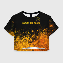 Женская футболка Crop-top 3D Twenty One Pilots - gold gradient: символ сверху