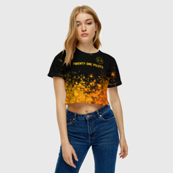 Женская футболка Crop-top 3D Twenty One Pilots - gold gradient: символ сверху - фото 2