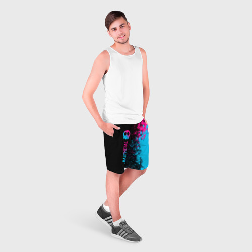Мужские шорты 3D Babymetal - neon gradient: по-вертикали, цвет 3D печать - фото 3