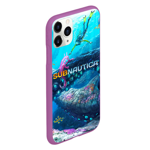 Чехол для iPhone 11 Pro матовый с принтом Подводный мир сабнавтики, вид сбоку #3
