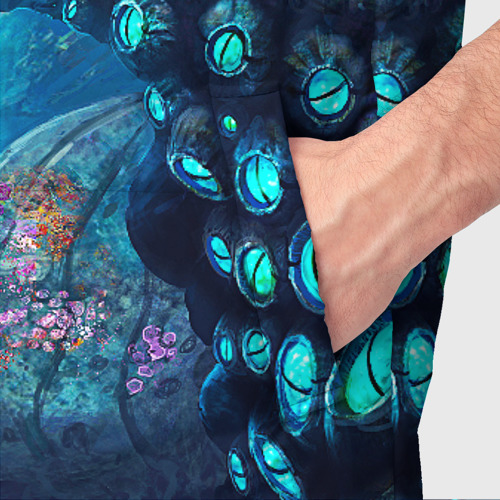 Мужской жилет утепленный 3D с принтом Подводный мир сабнавтики, фото #4