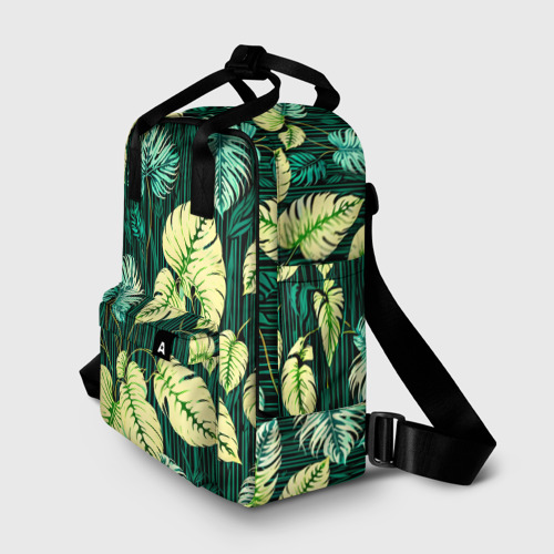 Женский рюкзак 3D с принтом Листья узор тропический, фото на моделе #1