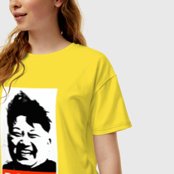 Женская футболка хлопок Oversize Boom Ким Чен Ын - фото 2