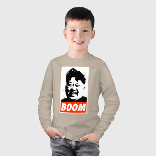 Детский лонгслив хлопок Boom Ким Чен Ын, цвет миндальный - фото 3