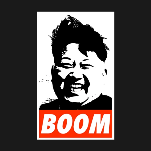 Мужской свитшот хлопок с принтом Boom Ким Чен Ын, фото на моделе #1