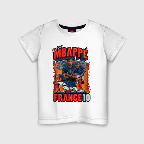 Детская футболка из хлопка с принтом Килиан Мбаппе Франция 10, вид спереди №1
