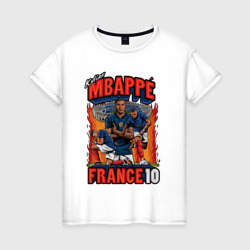 Женская футболка хлопок Килиан Мбаппе Франция 10