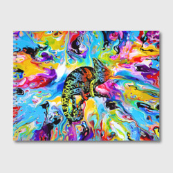 Альбом для рисования Маскировка хамелеона на фоне ярких красок
