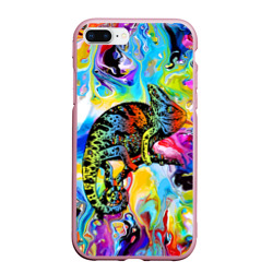 Чехол для iPhone 7Plus/8 Plus матовый Маскировка хамелеона на фоне ярких красок