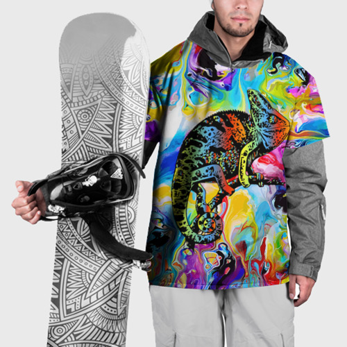 Накидка на куртку 3D Маскировка хамелеона на фоне ярких красок, цвет 3D печать