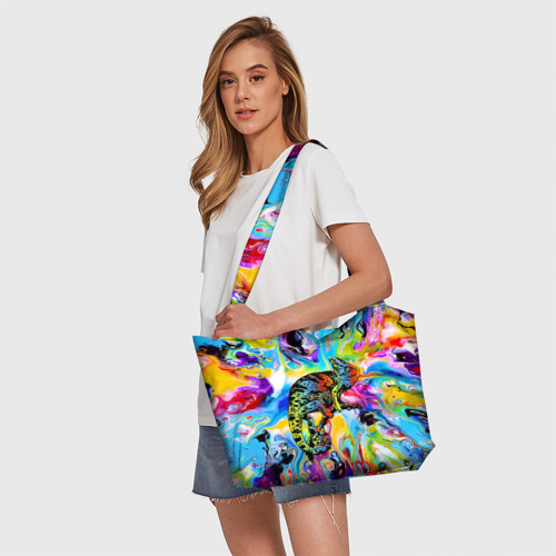 Пляжная сумка 3D Маскировка хамелеона на фоне ярких красок - фото 5