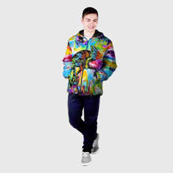 Мужская куртка 3D Маскировка хамелеона на фоне ярких красок - фото 2